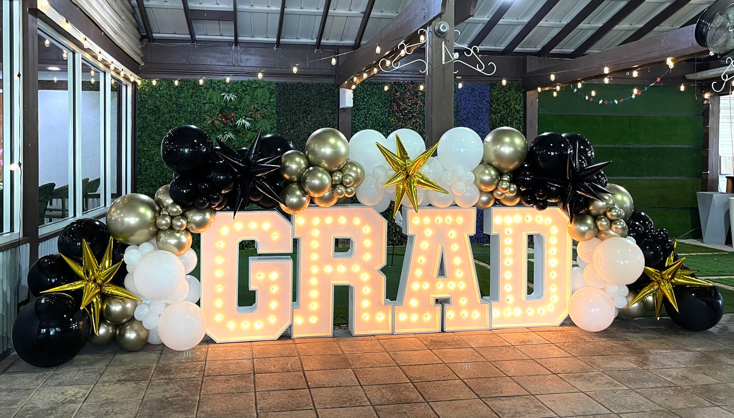 GRAD Marquee Letters or Numbers Rental with Balloons