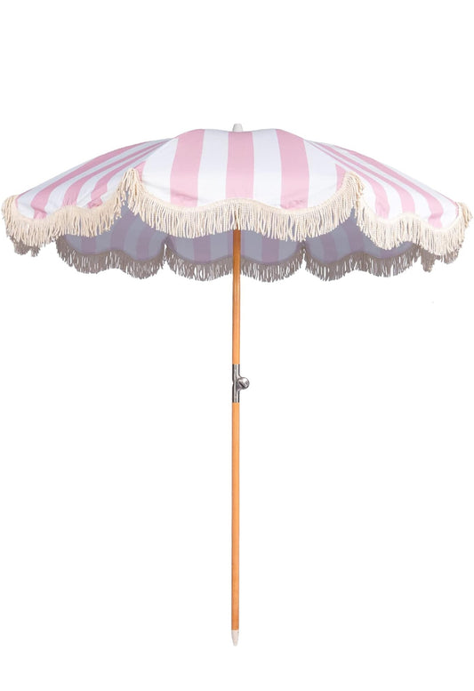 Pink & white umbrella - rental - add-on only