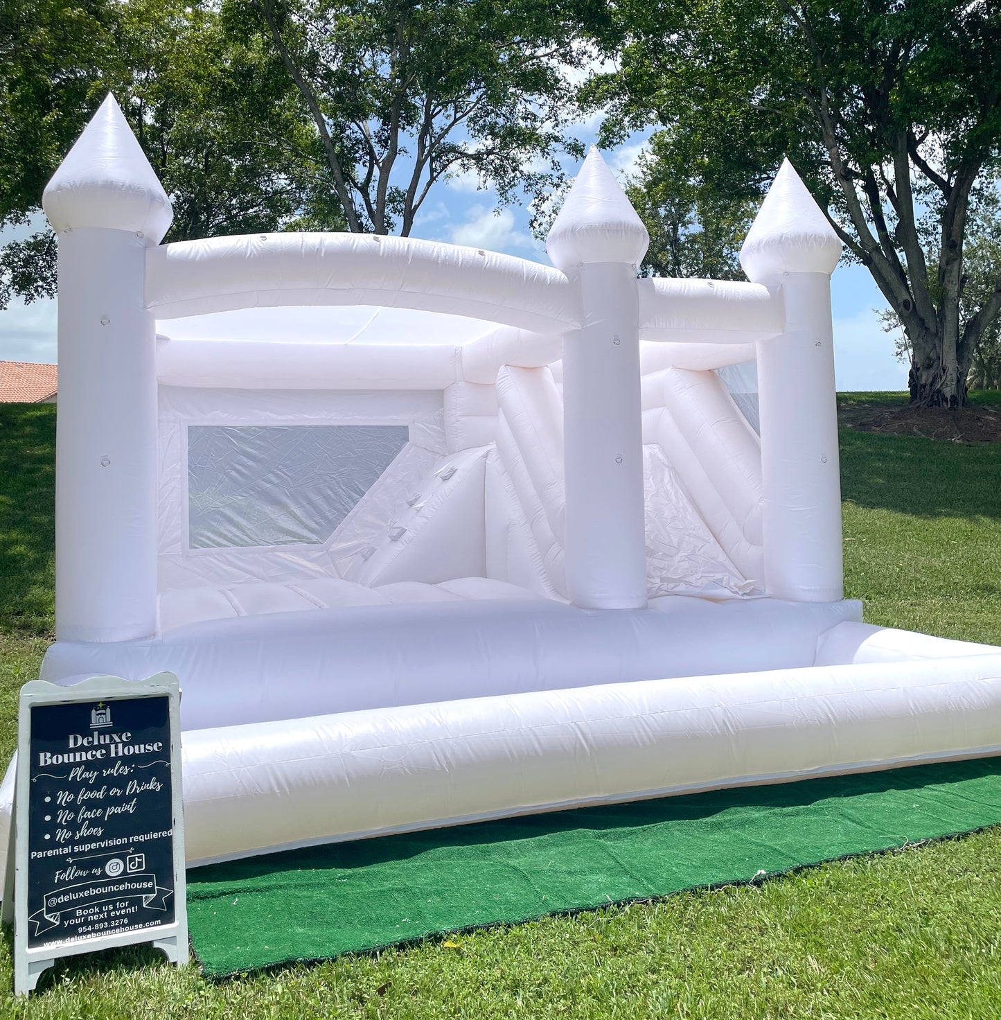 3&1 White Bounce House with Slide and Ball Pit | 15x15ft | All ages