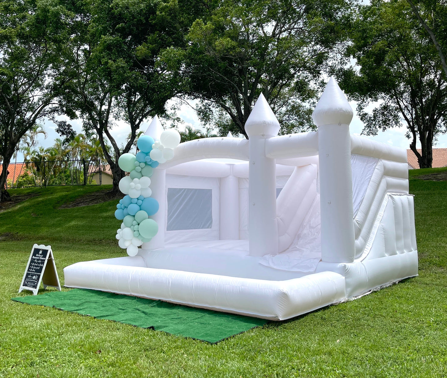 3&1 White Bounce House with Slide and Ball Pit | 15x15ft | All ages